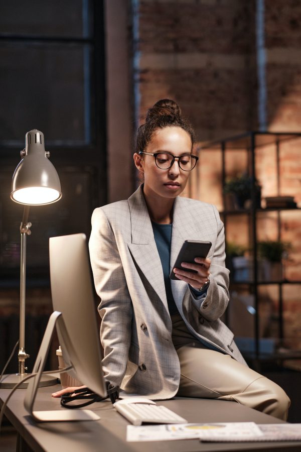 Woman scrolling through social media